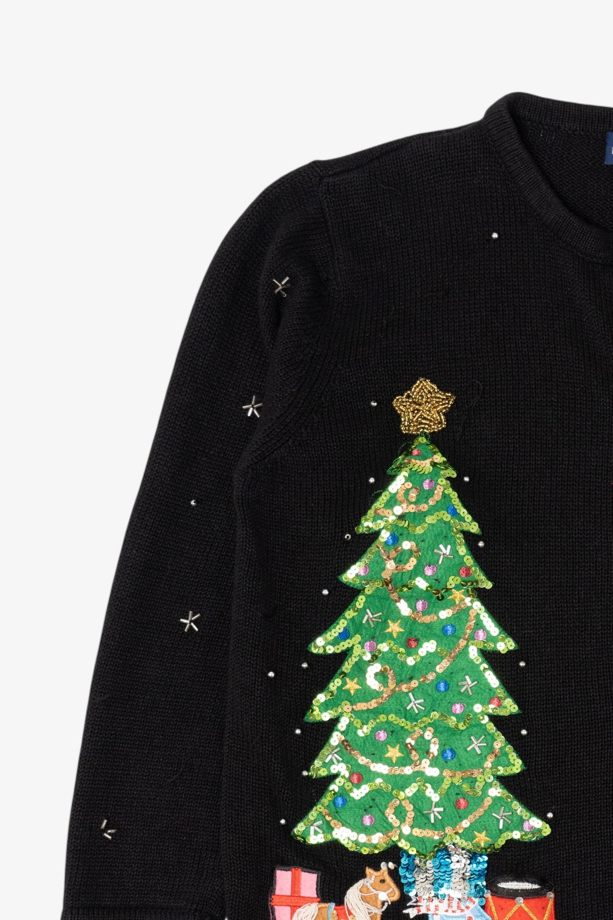 Vintage Black Basic Editions Presents Ugly Christmas Cardigan (1990s)