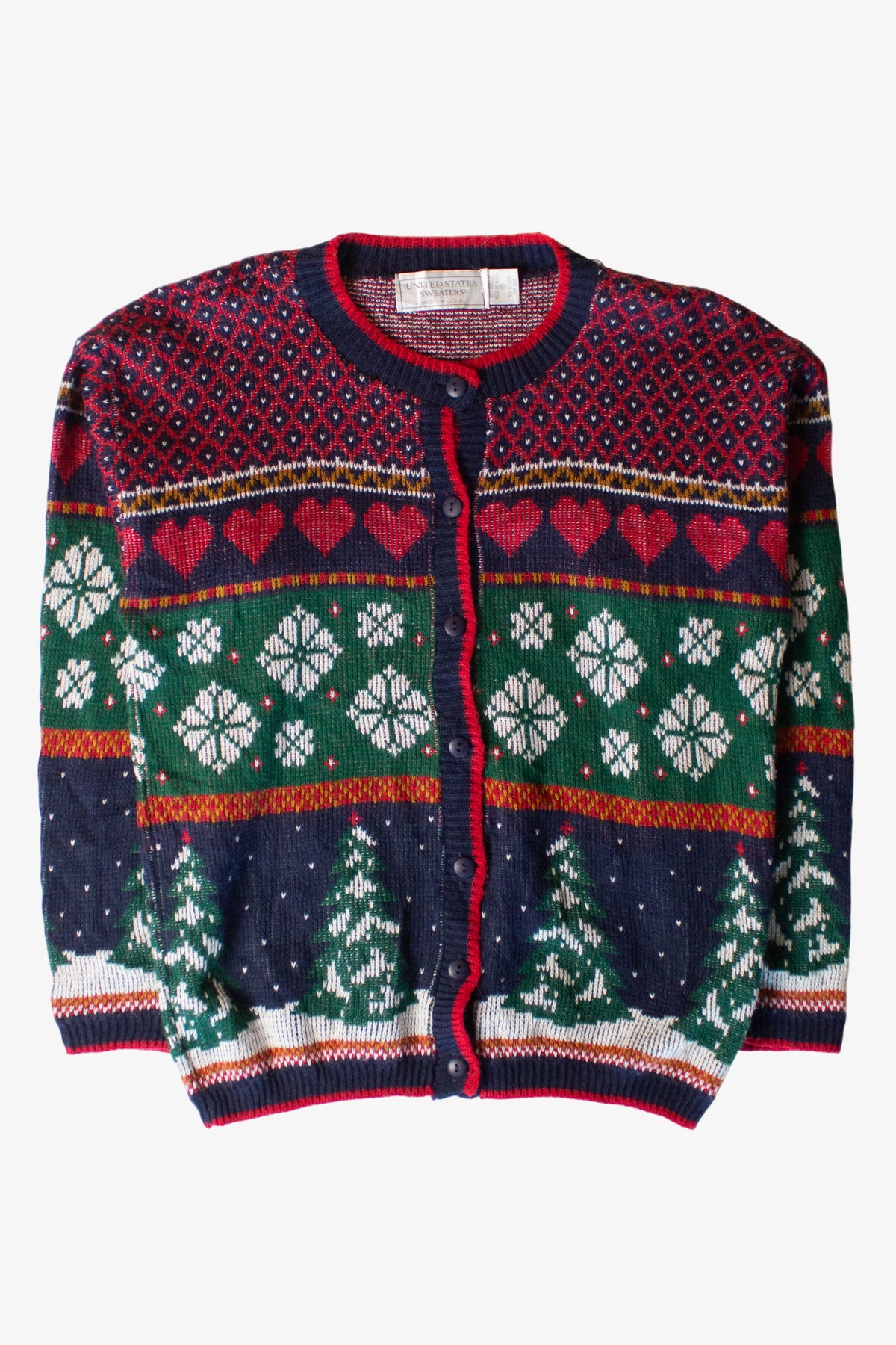 Vintage Snowflakes Pattern Ugly Christmas Cardigan (1990s)