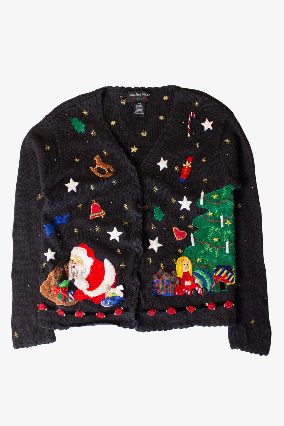 Vintage Santa Stars Ugly Christmas Cardigan (1990s)