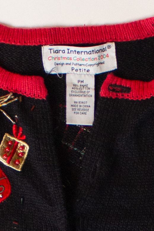 Vintage Black Stockings Ugly Christmas Cardigan (2000s)