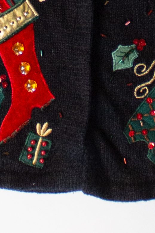 Vintage Black Stockings Ugly Christmas Cardigan (2000s)