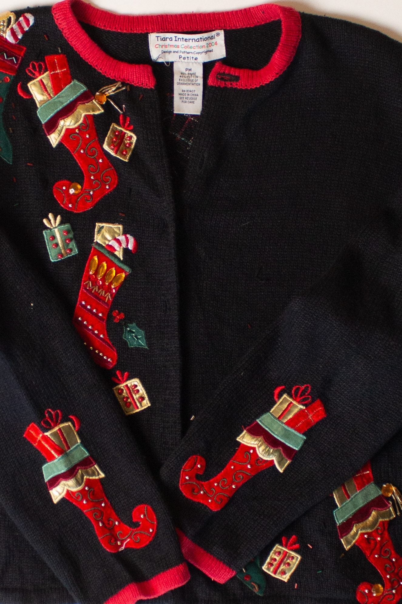 Vintage Black Stockings Ugly Christmas Cardigan (2000s)
