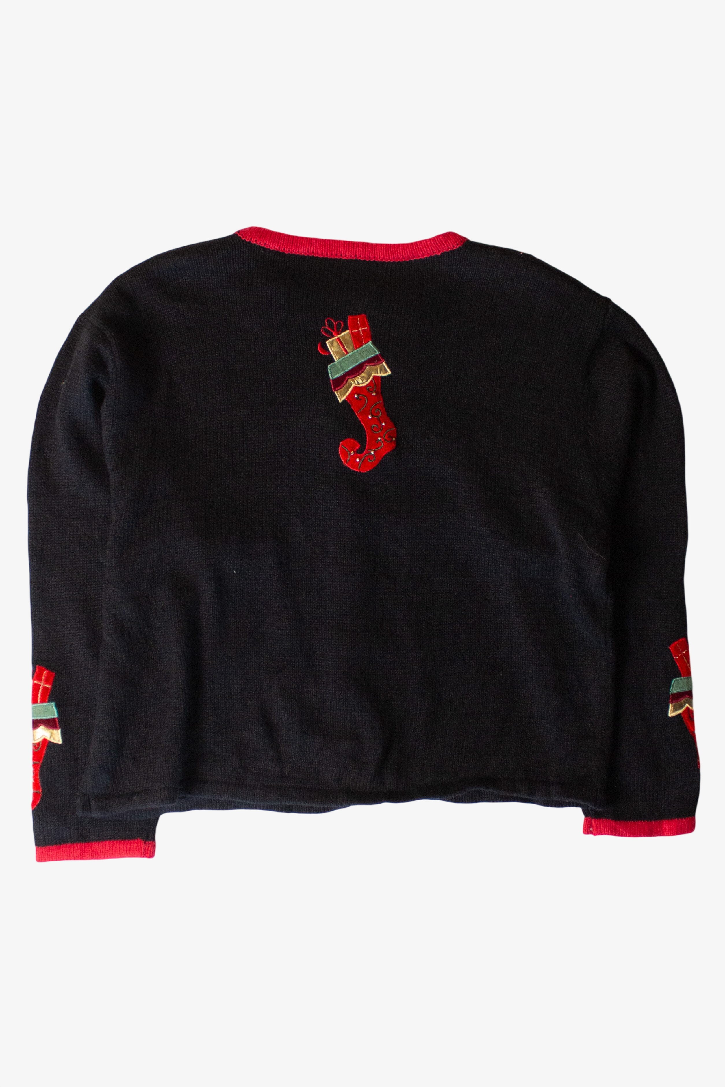 Vintage Black Stockings Ugly Christmas Cardigan (2000s)