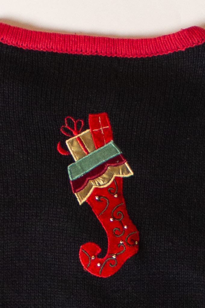 Vintage Black Stockings Ugly Christmas Cardigan (2000s)