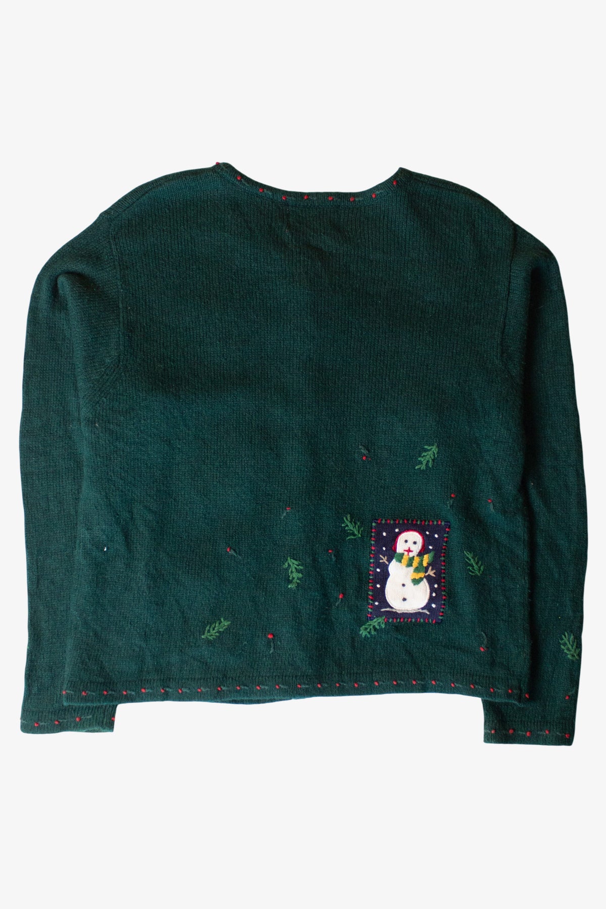 Vintage Dark Green Ornaments Christmas Cardigan (2000s)