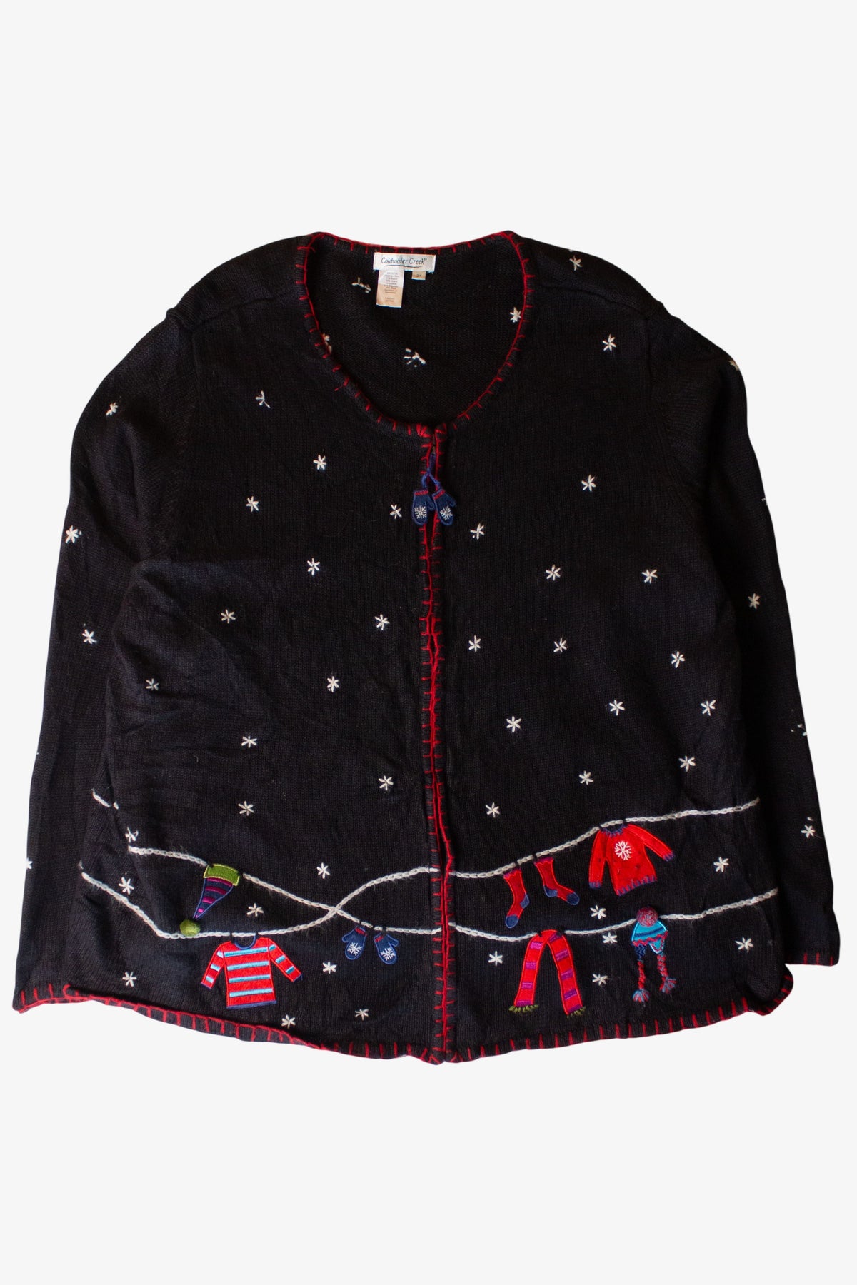Vintage Black Snowflakes Ugly Christmas Cardigan (1990s)