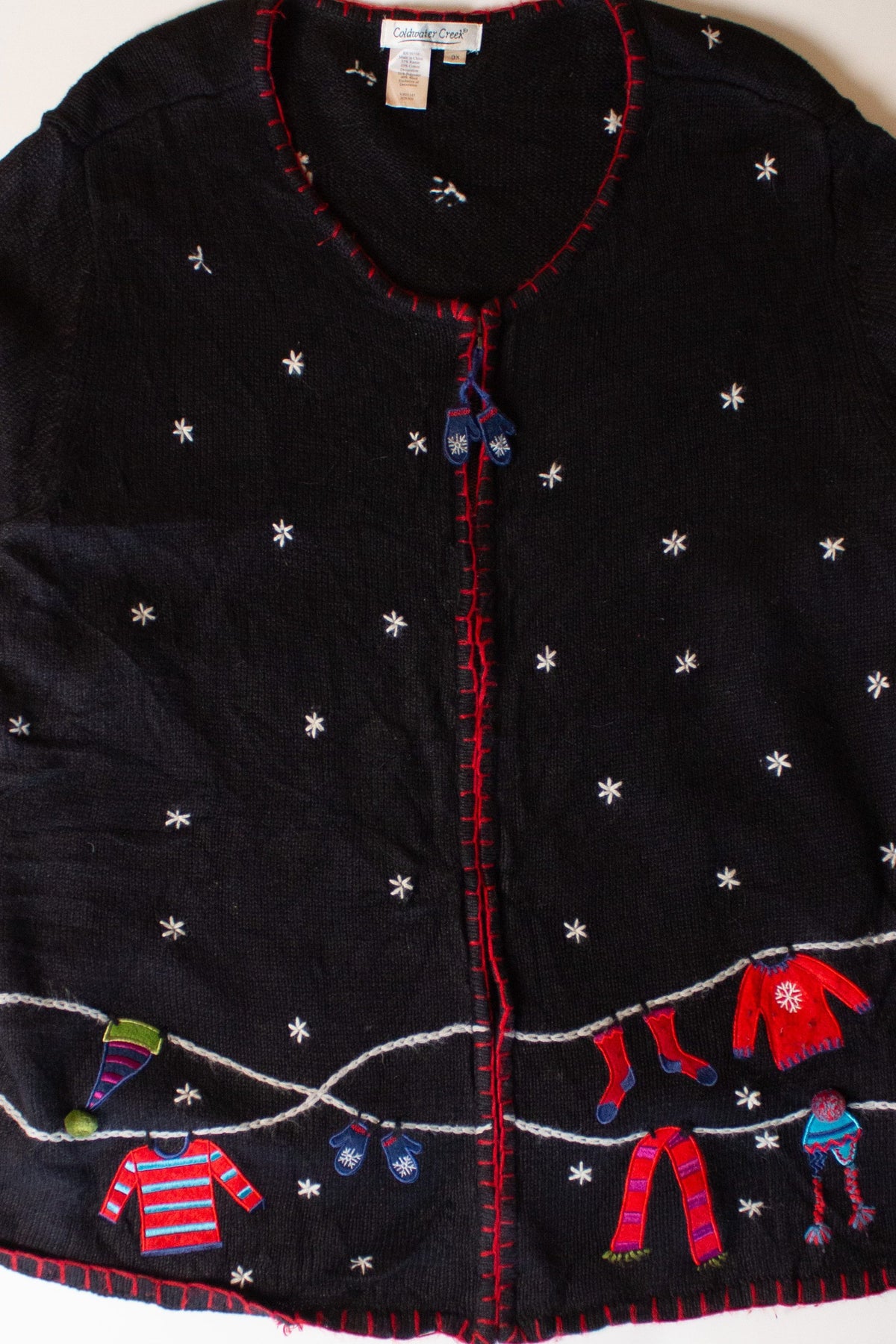 Vintage Black Snowflakes Ugly Christmas Cardigan (1990s)