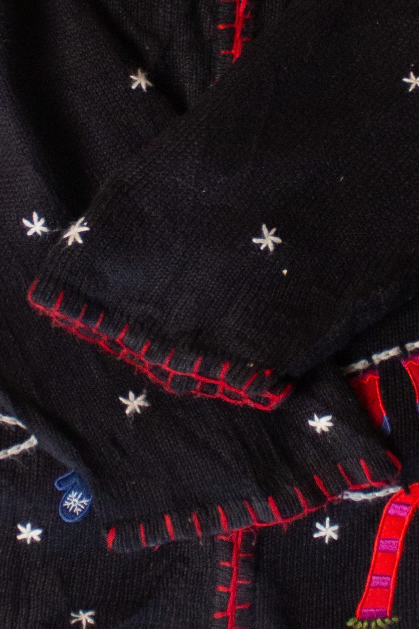 Vintage Black Snowflakes Ugly Christmas Cardigan (1990s)