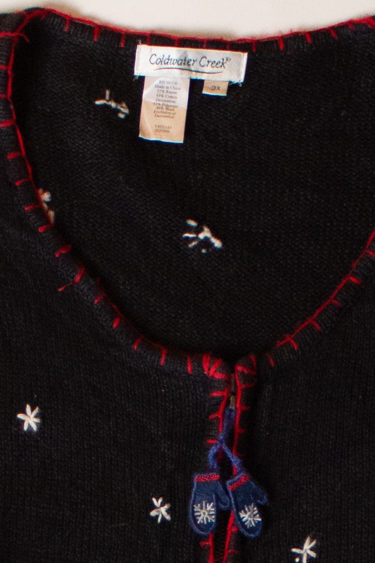 Vintage Black Snowflakes Ugly Christmas Cardigan (1990s)