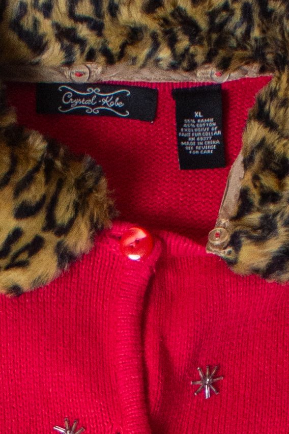 Vintage Santas In Furs Christmas Cardigan (2000s)