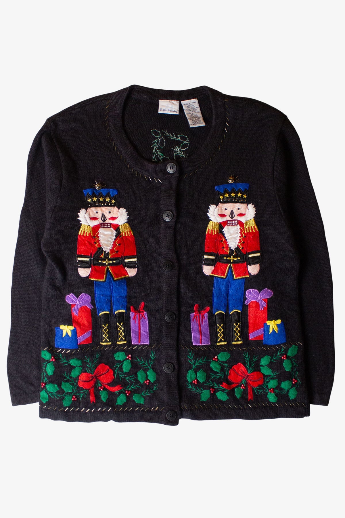 Vintage Bobbie Brooks Nutcrackers Ugly Christmas Cardigan (1990s)