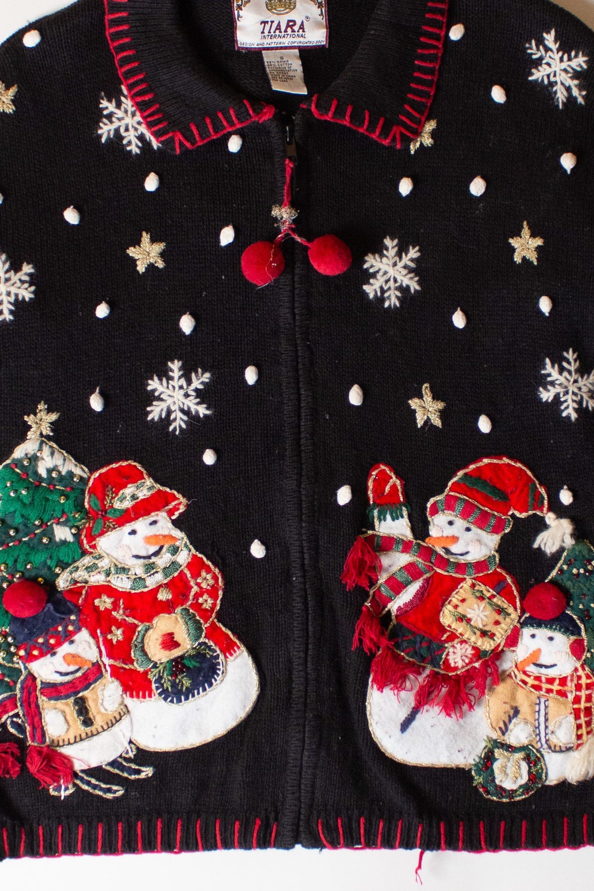 Vintage Snowman Family Ugly Christmas Cardigan (1990s)
