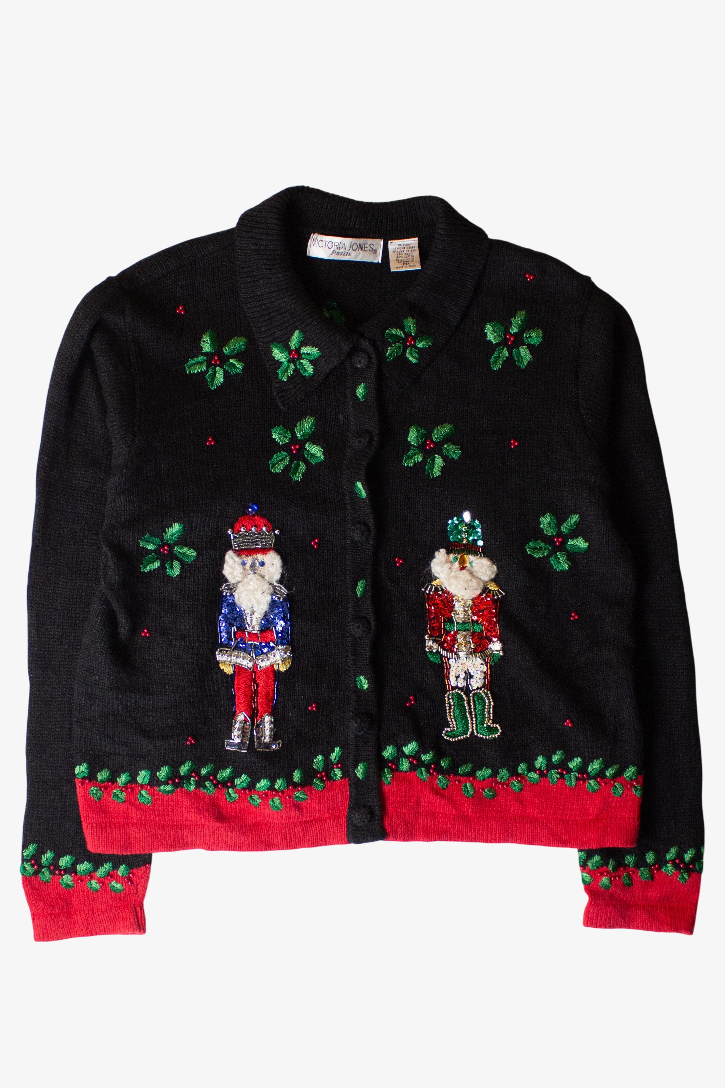 Vintage Victoria Jones Nutcrackers Christmas Cardigan (1990s)