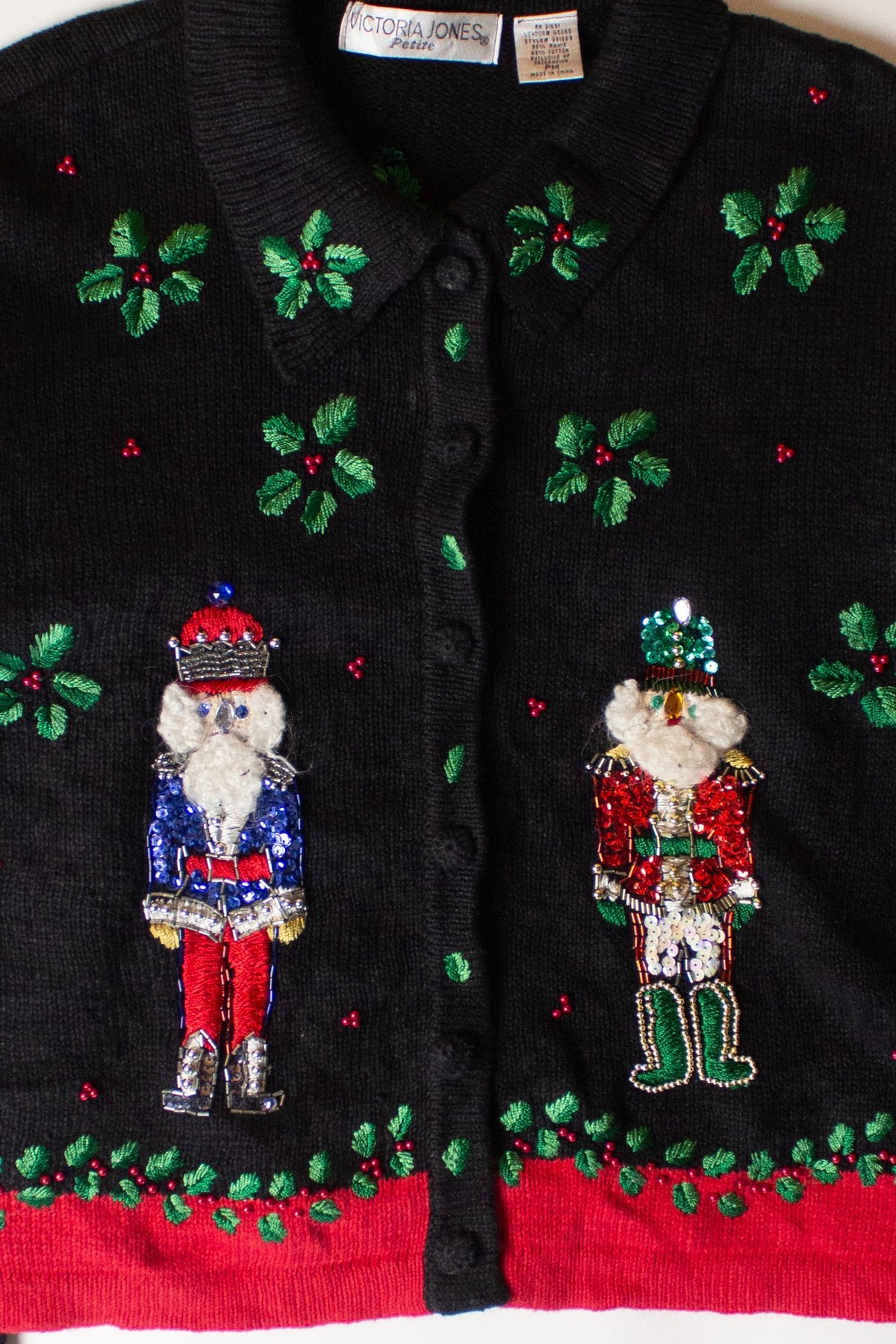 Vintage Victoria Jones Nutcrackers Christmas Cardigan (1990s)
