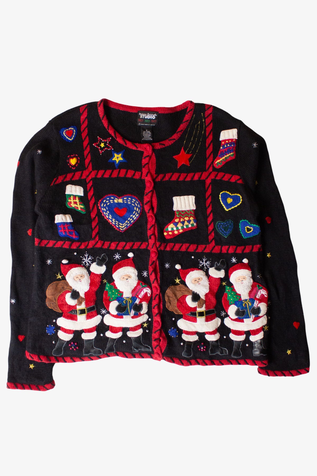 Vintage Santa Boxes Ugly Christmas Cardigan (1990s)