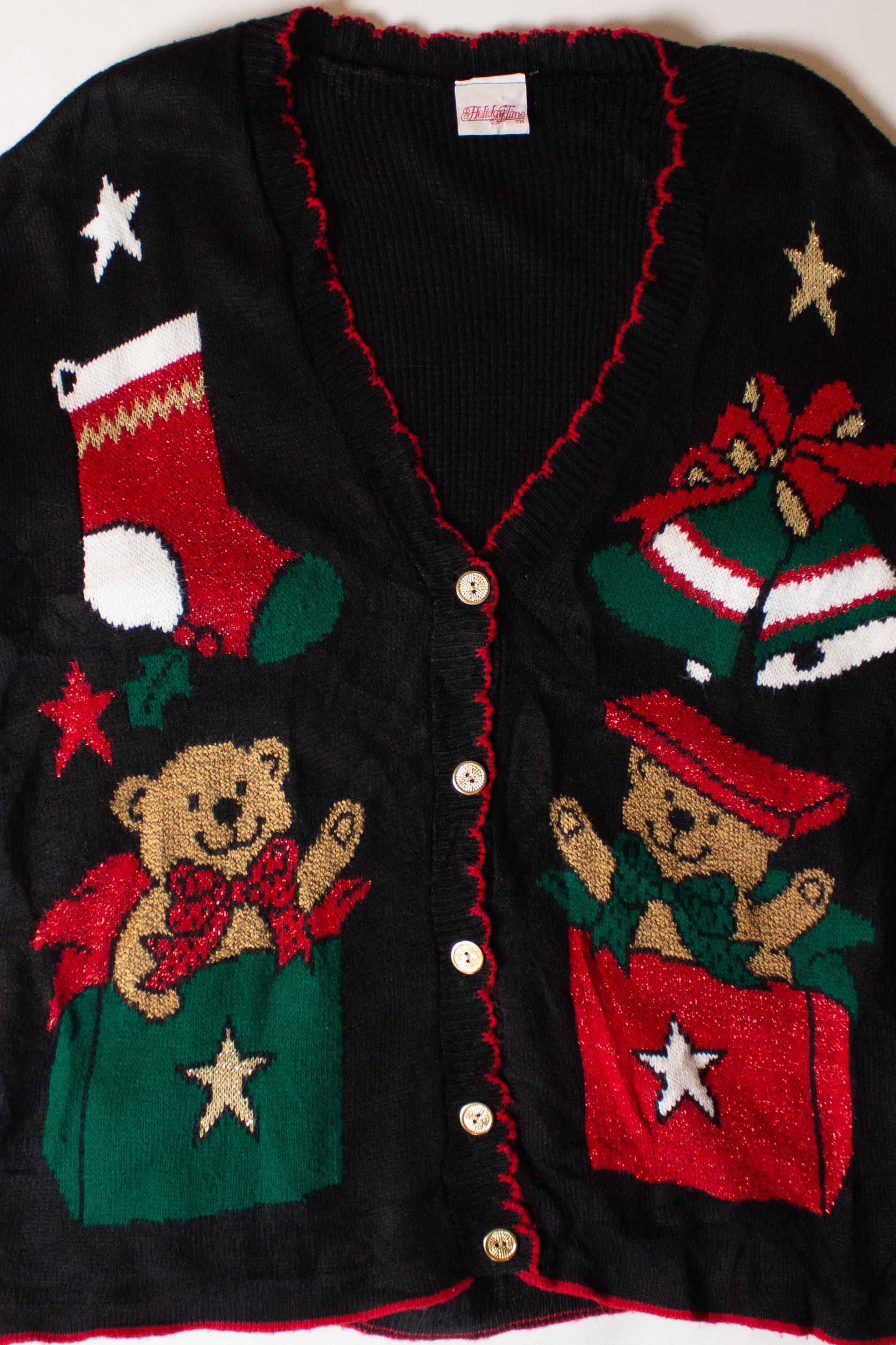 Vintage Bear Presents Christmas Cardigan (1990s)