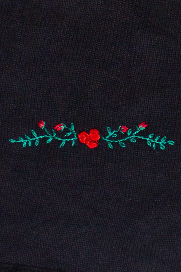 Vintage Velvet Crochet Trim Rosette Ugly Christmas Sweater