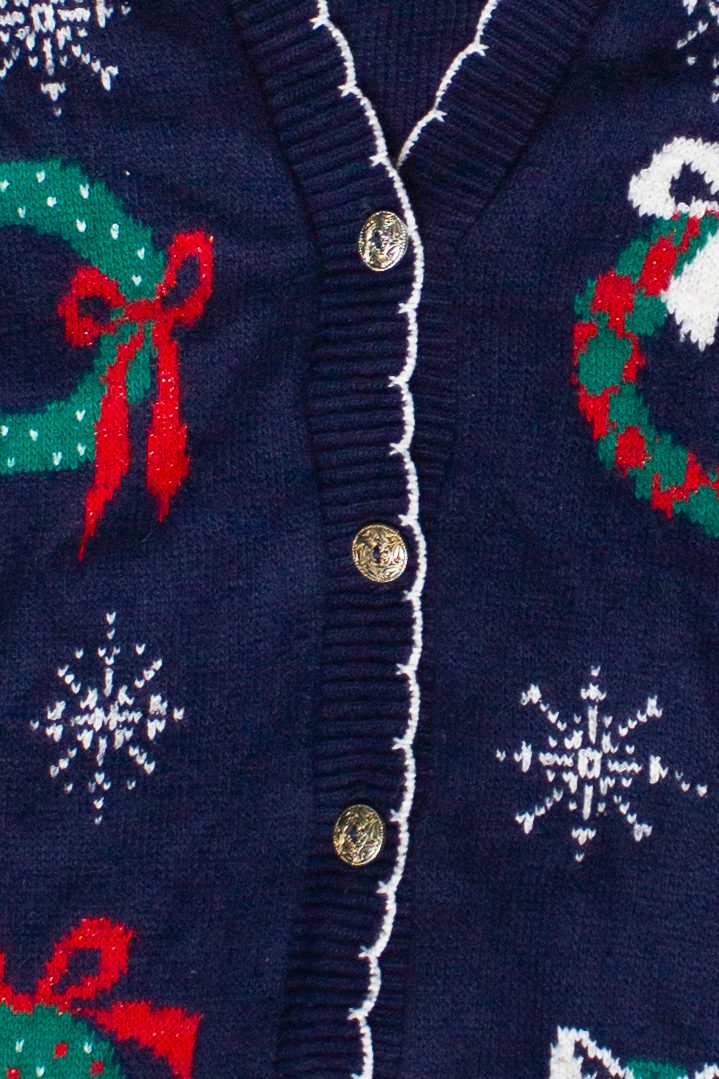 Vintage Wreath Pattern Nutcracker Ugly Christmas Sweater