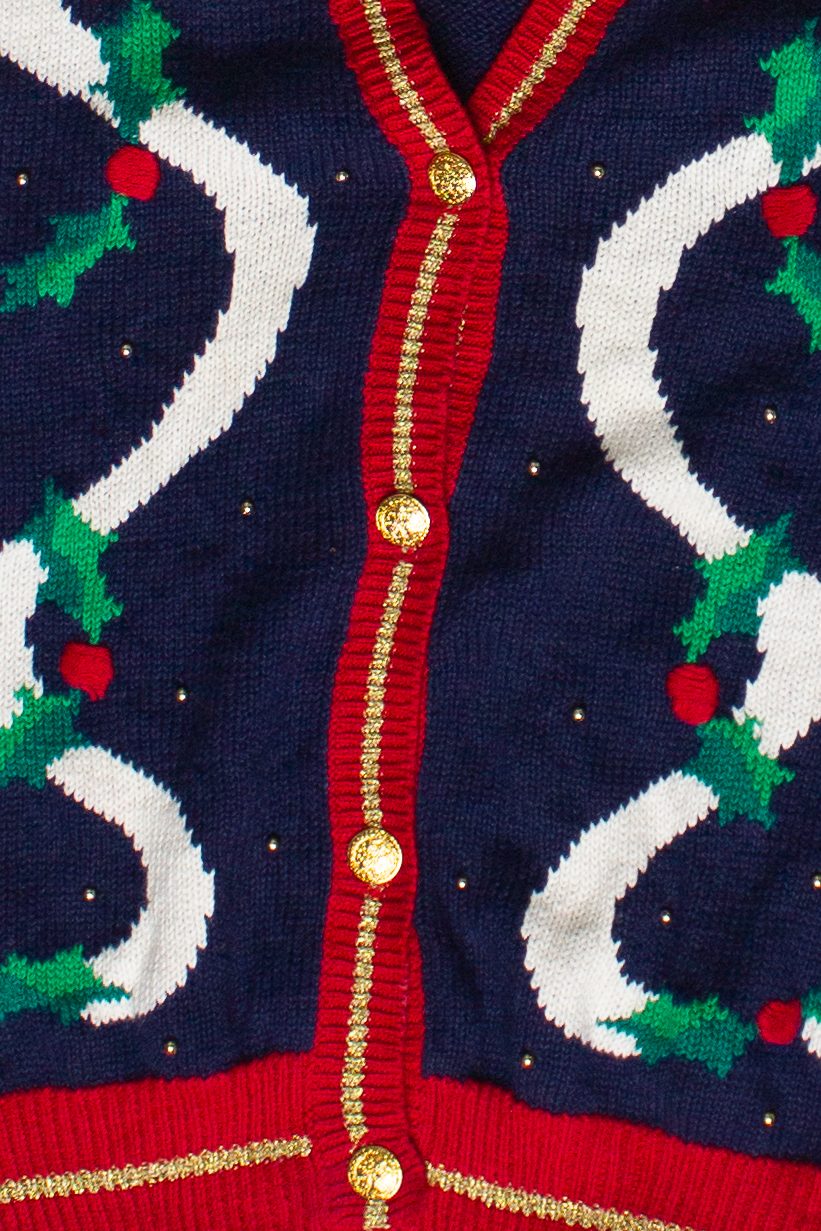 Vintage Holly Ribbon Alison Craig Ugly Christmas Sweater
