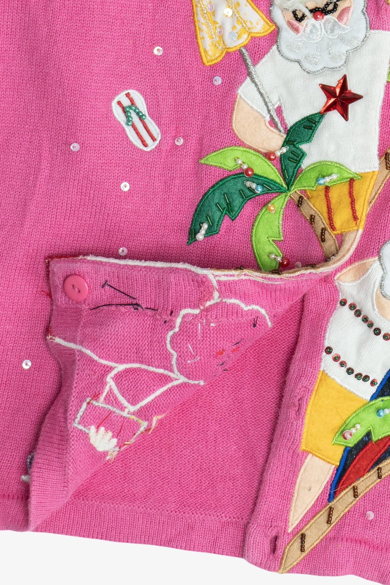 Vintage Summertime Santa Ugly Christmas Cardigan (1990s)