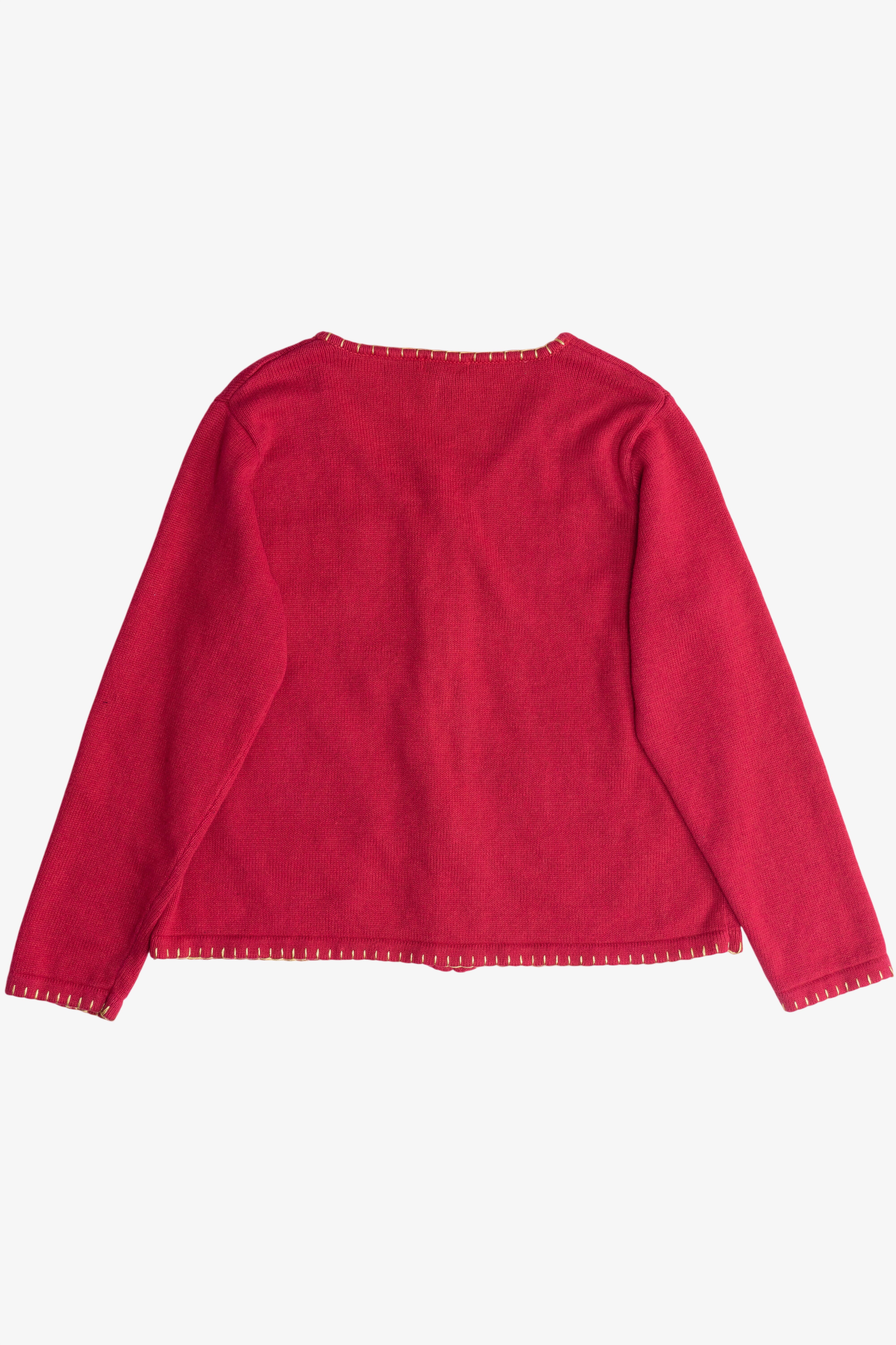 Vintage Santa And Holiday Tree Ugly Christmas Cardigan (1990s)