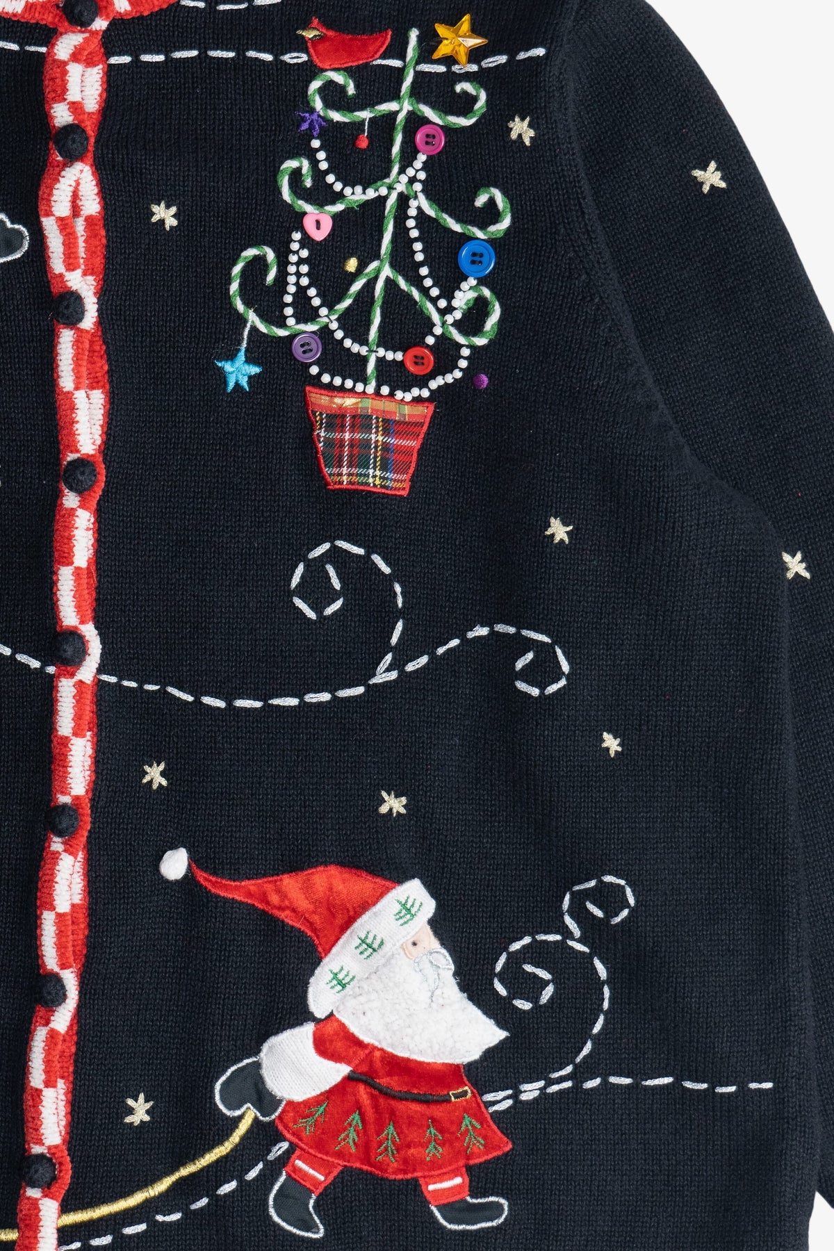 Vintage Skating Santa Ugly Christmas Cardigan (1990s)