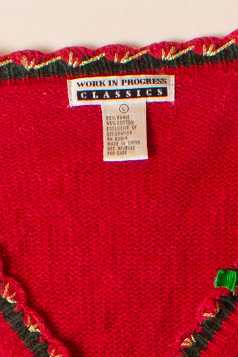 Vintage Red Snowmen Ugly Christmas Cardigan (1990s)