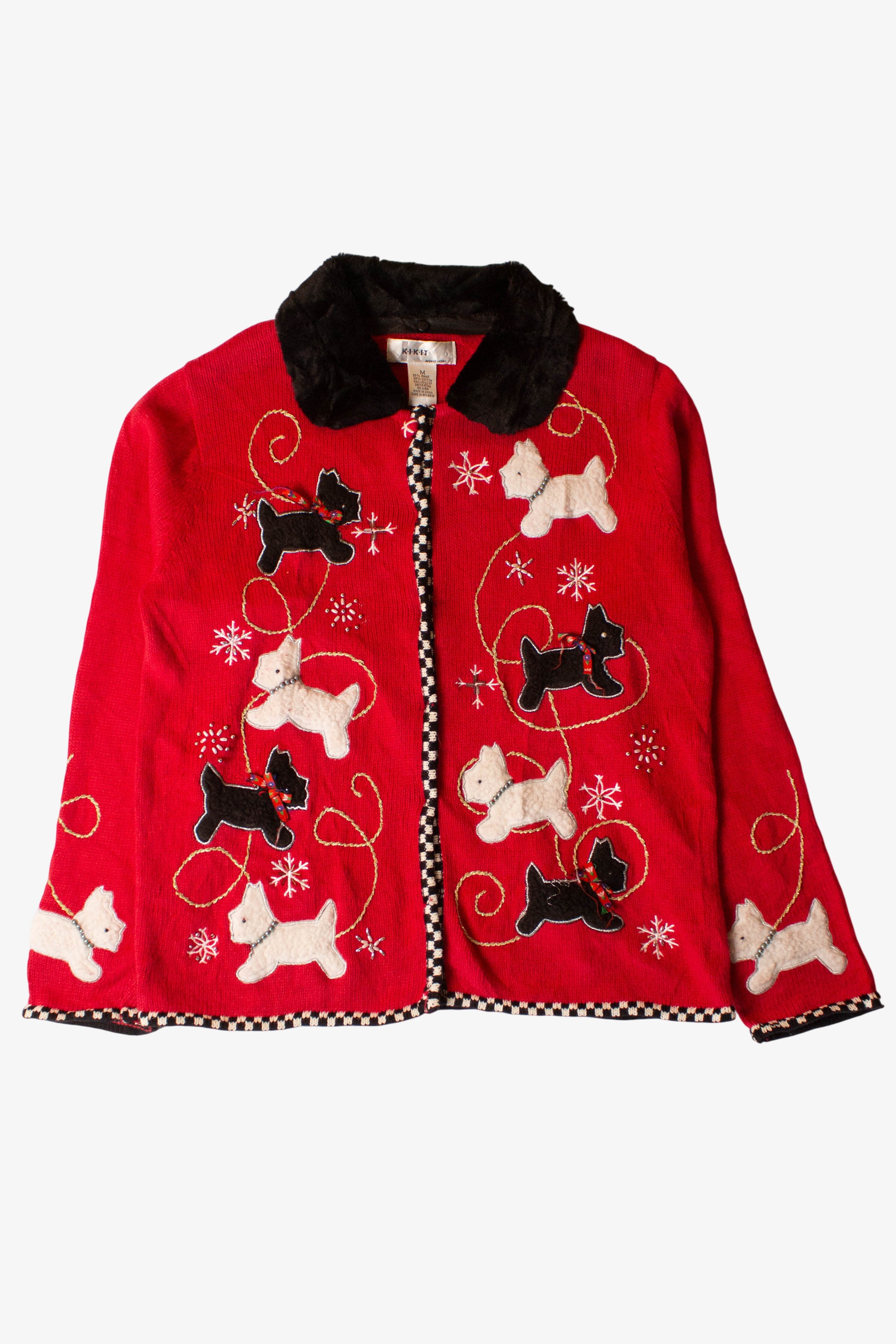 Vintage Red Dogs Ugly Christmas Cardigan (2000s)