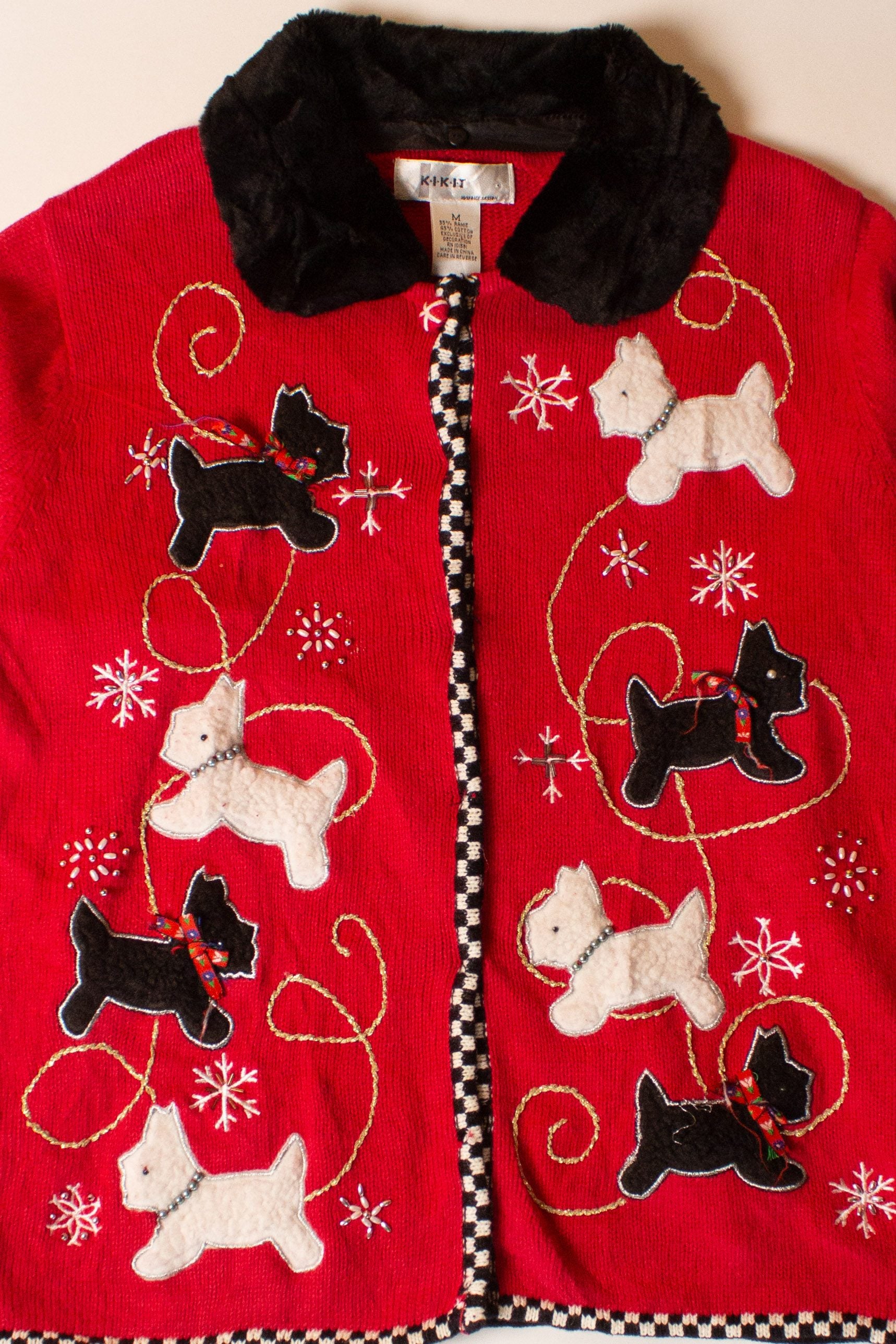 Vintage Red Dogs Ugly Christmas Cardigan (2000s)