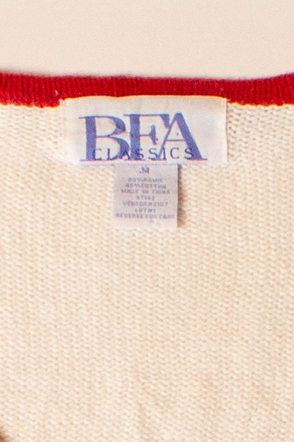 Vintage White Collage Ugly Christmas Cardigan (1990s)