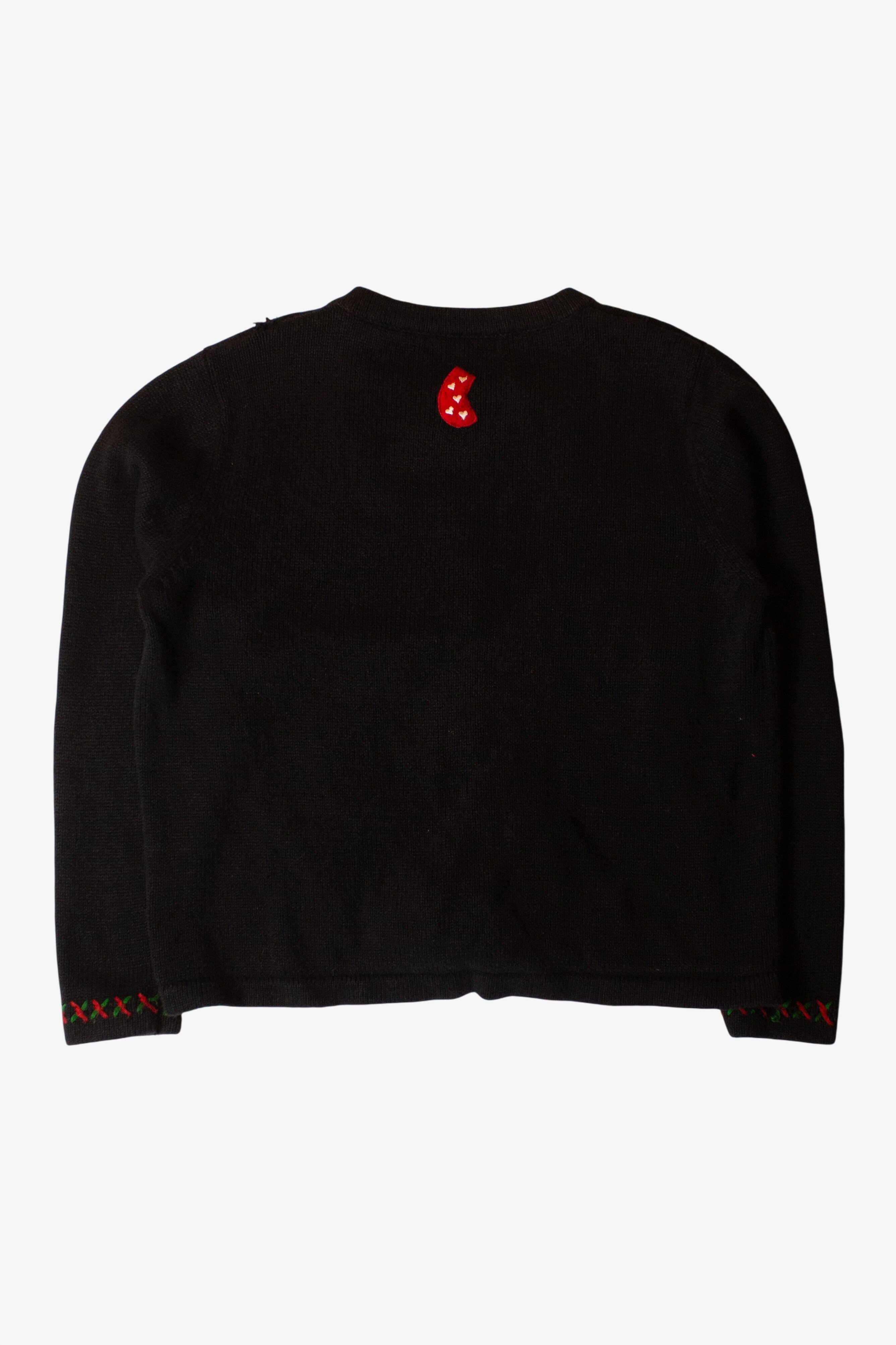 Vintage Black Collage Christmas Cardigan (1990s)