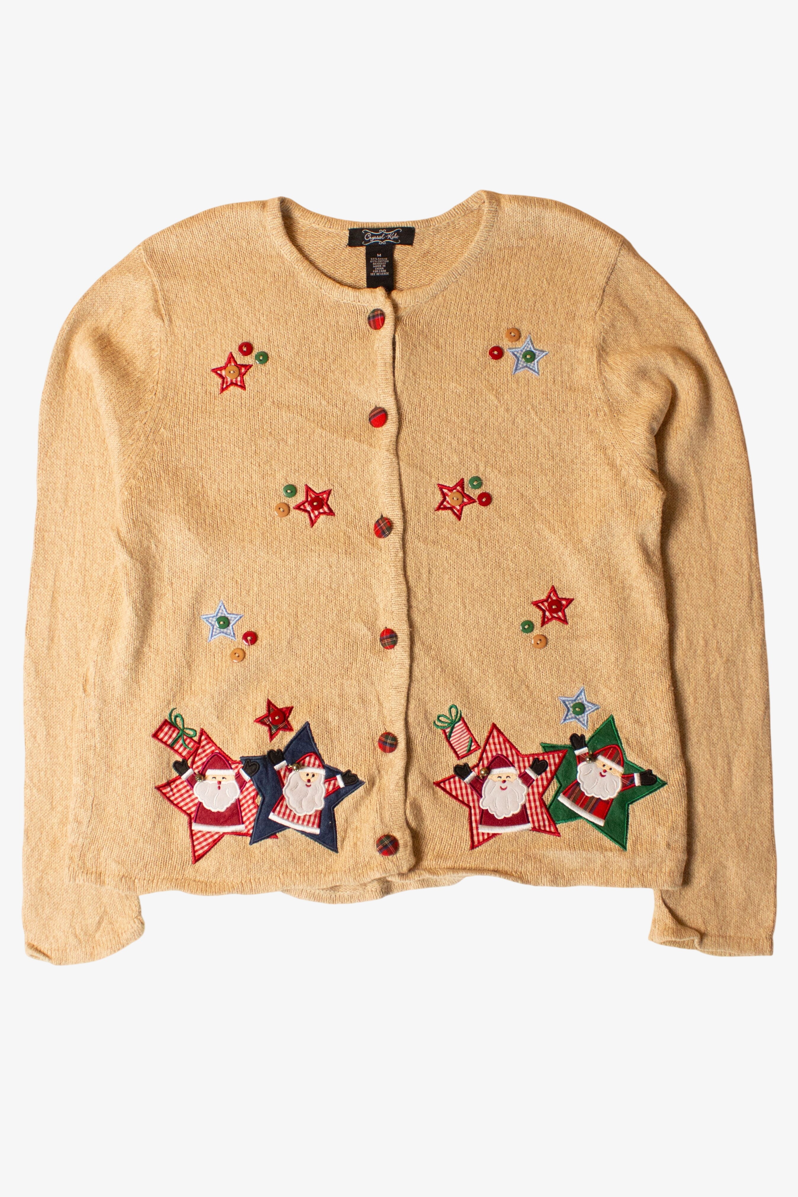 Vintage Tan Stars Ugly Christmas Cardigan (2000s)