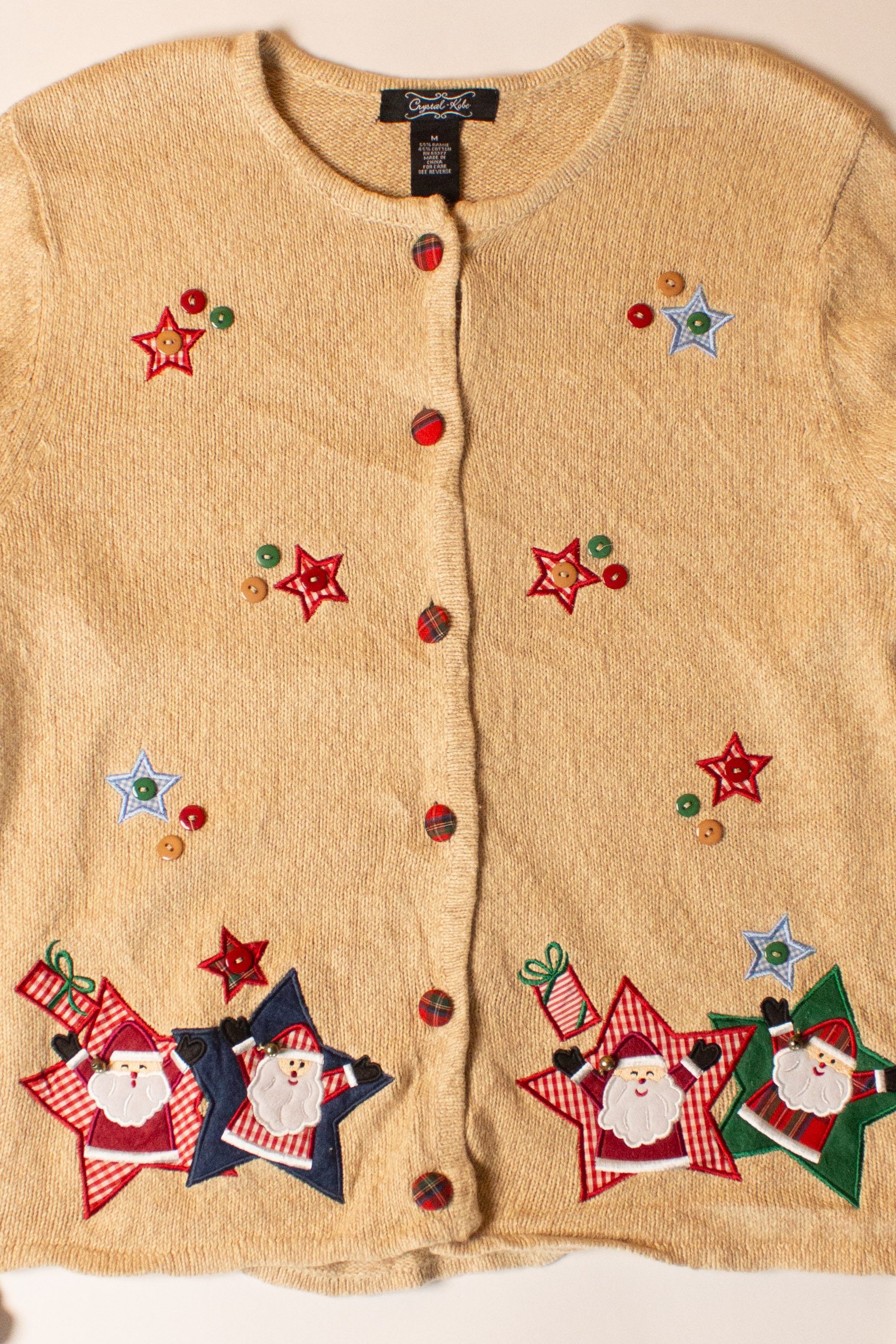 Vintage Tan Stars Ugly Christmas Cardigan (2000s)