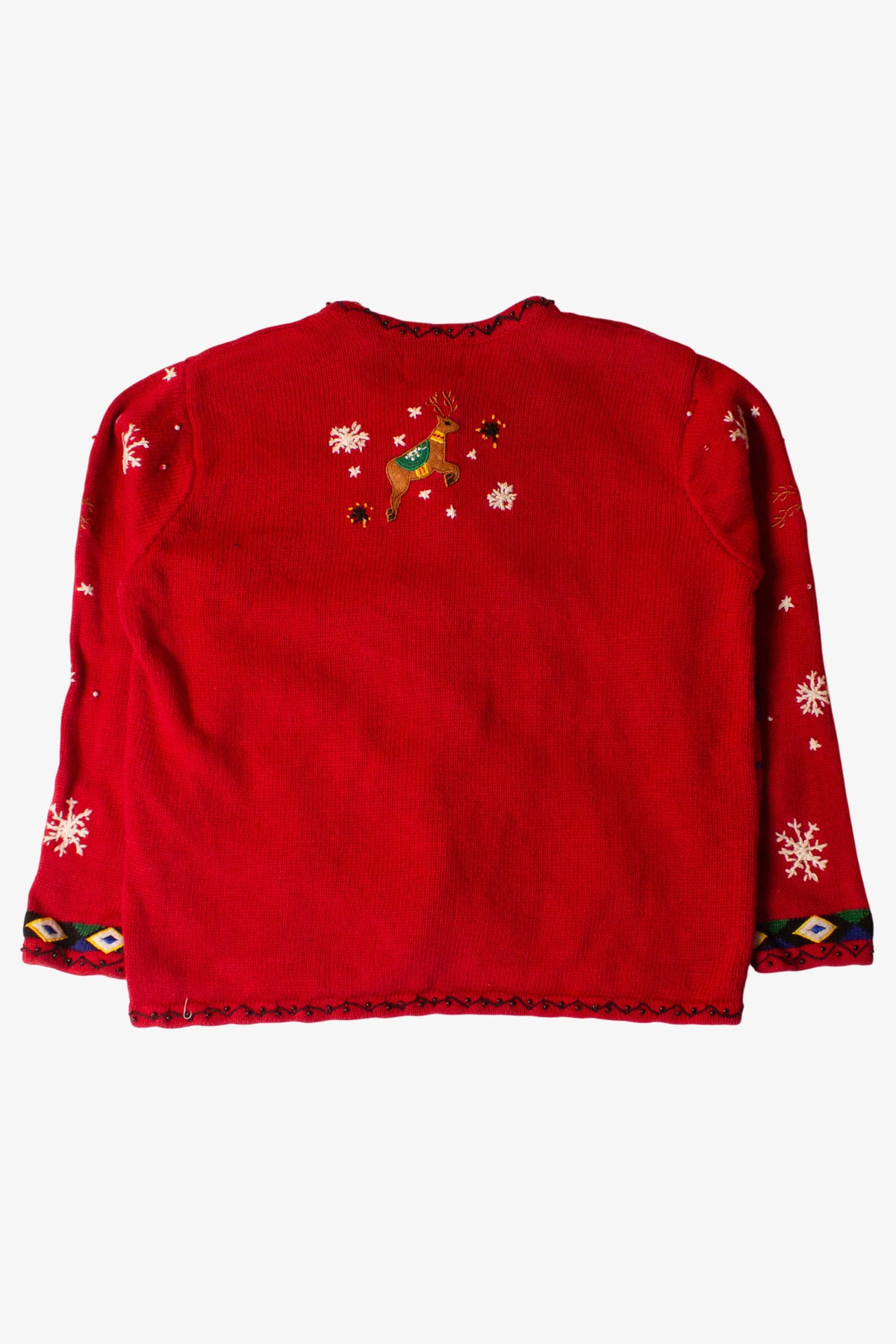 Vintage Reindeer Collage Ugly Christmas Cardigan (1990s)