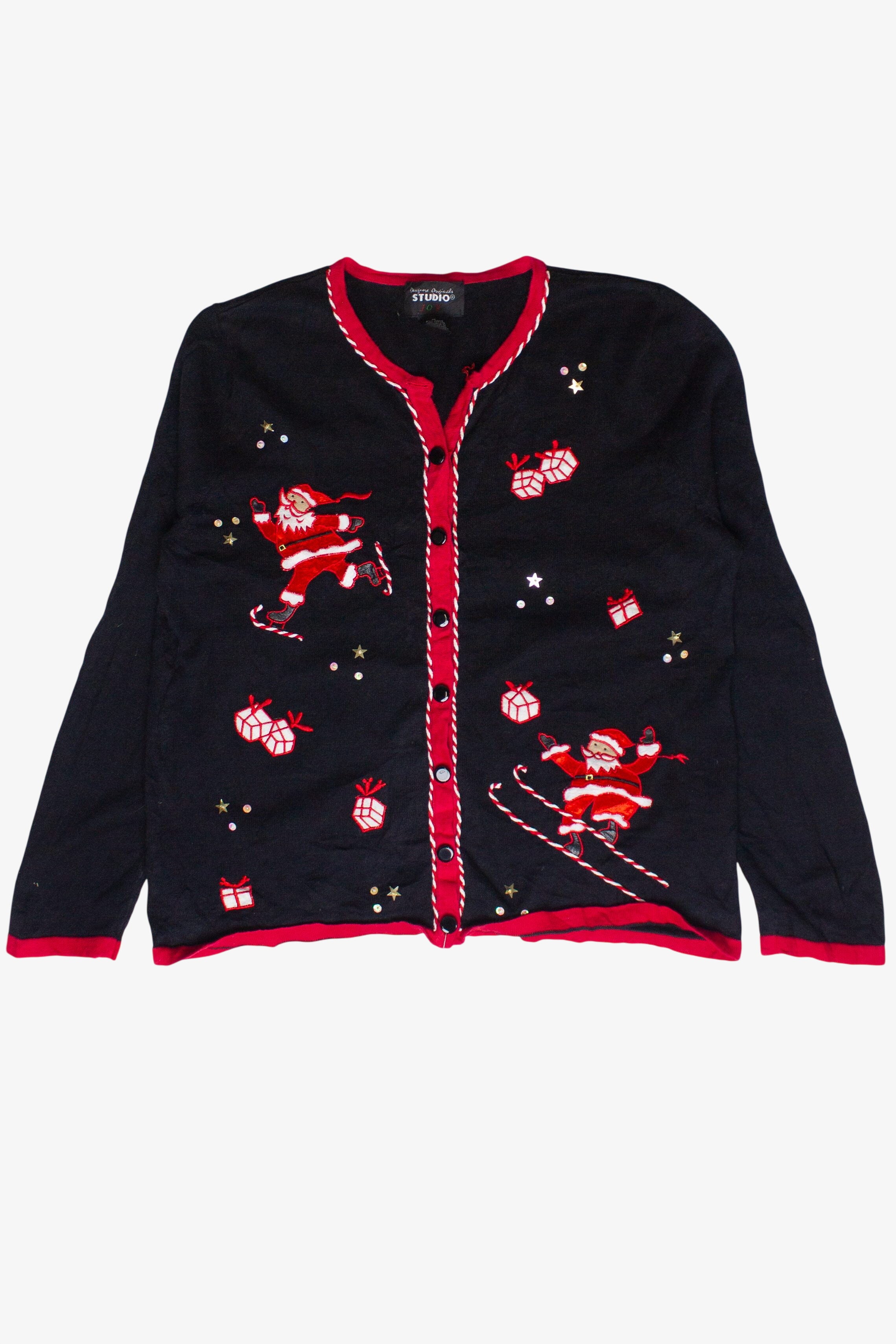 Vintage Santa Candy Skates Lightweight Ugly Christmas Sweater (2000s)