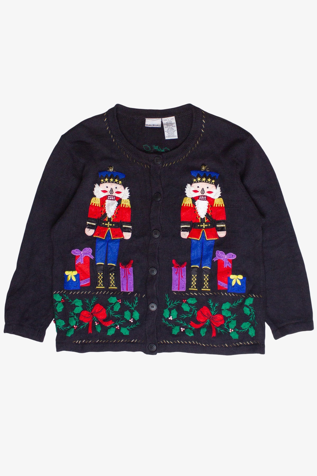 Vintage Bobbie Brooks Beaded Nutcrackers Ugly Christmas Sweater (2000s)