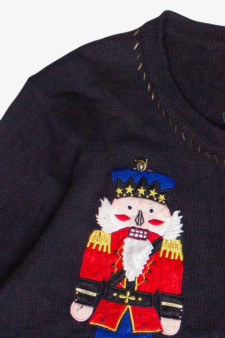 Vintage Bobbie Brooks Beaded Nutcrackers Ugly Christmas Sweater (2000s)