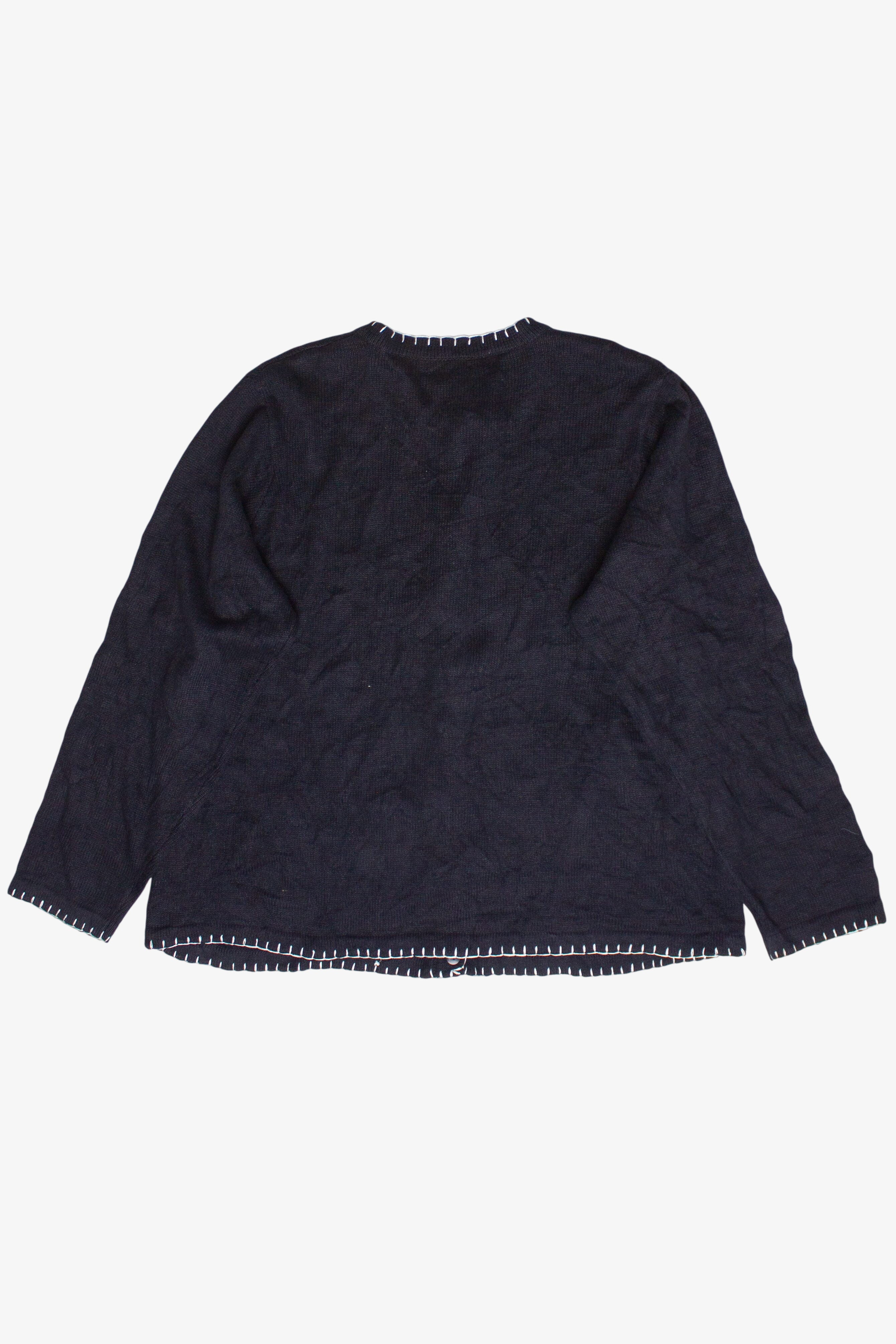 Vintage Beaded Winter Cabins IB Diffusion Ugly Christmas Sweater (1990s)