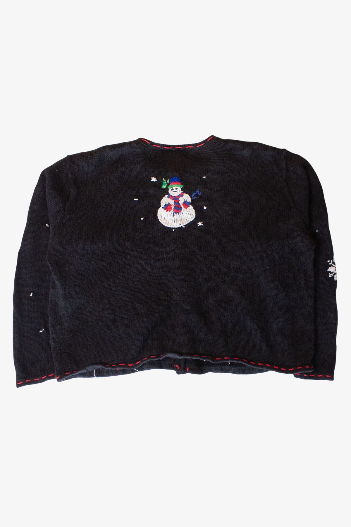 Vintage Caroling Snowmen Ugly Christmas Cardigan (1990s)
