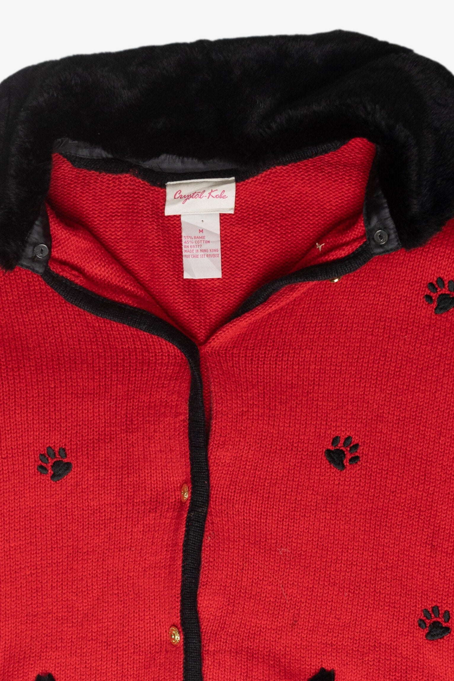 Dog Applique Ugly Christmas Cardigan (1990s)
