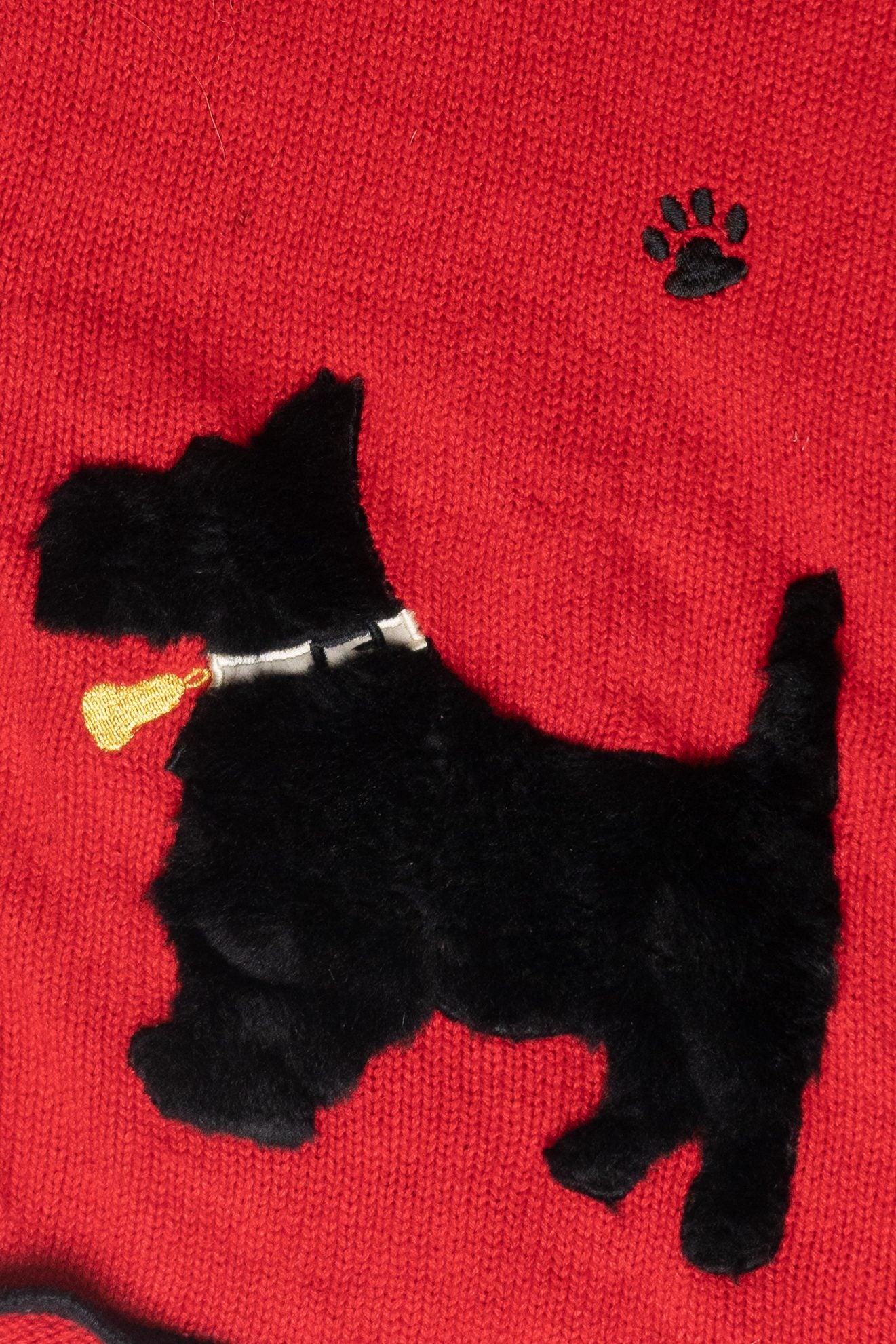 Dog Applique Ugly Christmas Cardigan (1990s)