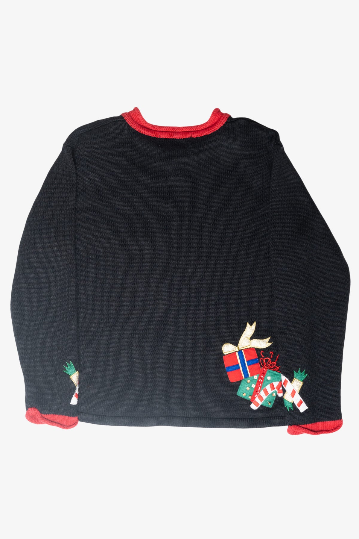Santa Snowman Peek-a-Boo Ugly Christmas Cardigan (2000s)