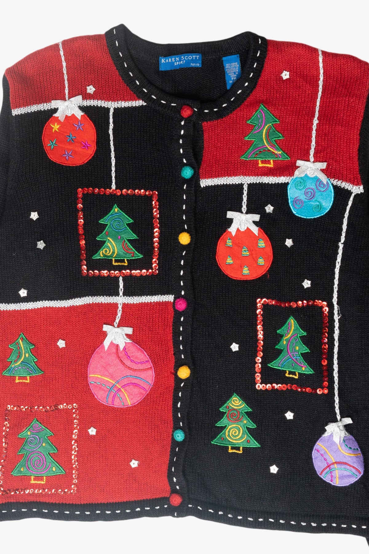 Funky Ornaments Vintage Ugly Christmas Pullover (1980s)