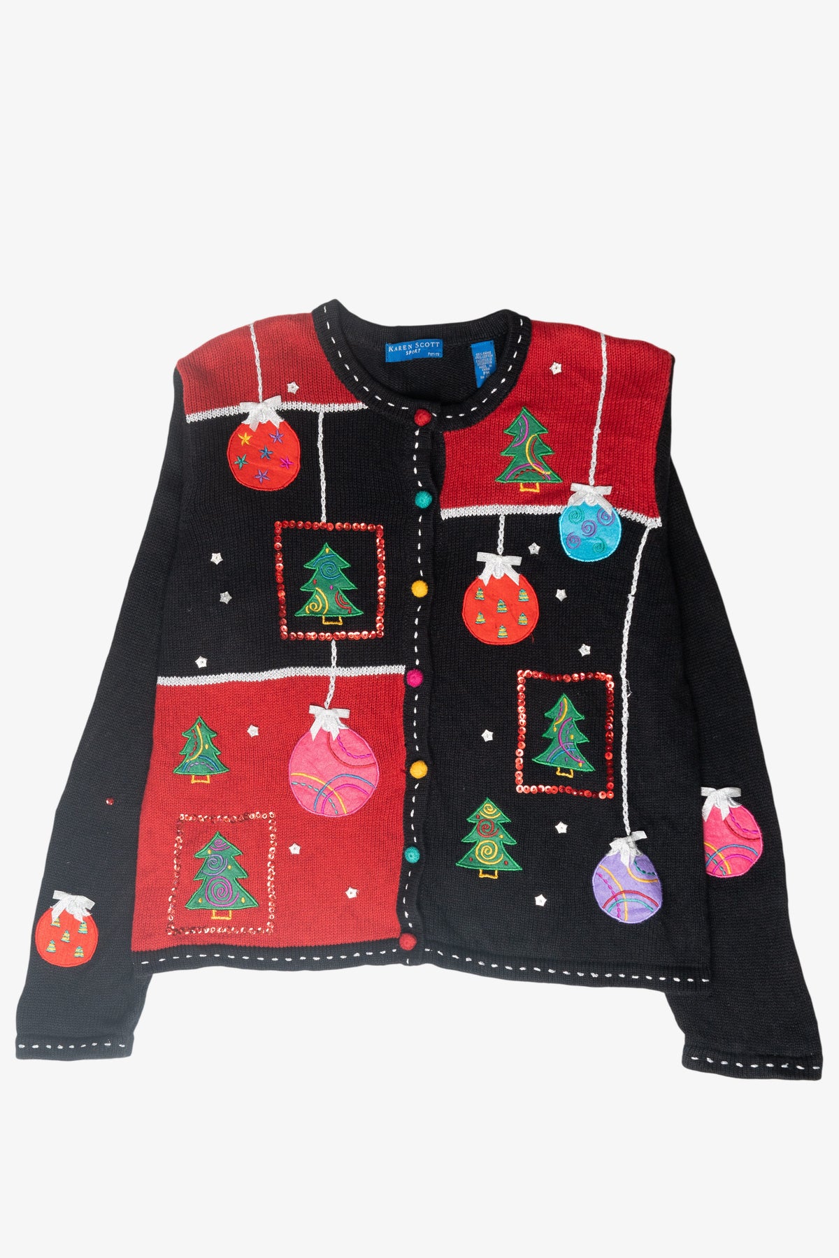 Funky Ornaments Vintage Ugly Christmas Pullover (1980s)