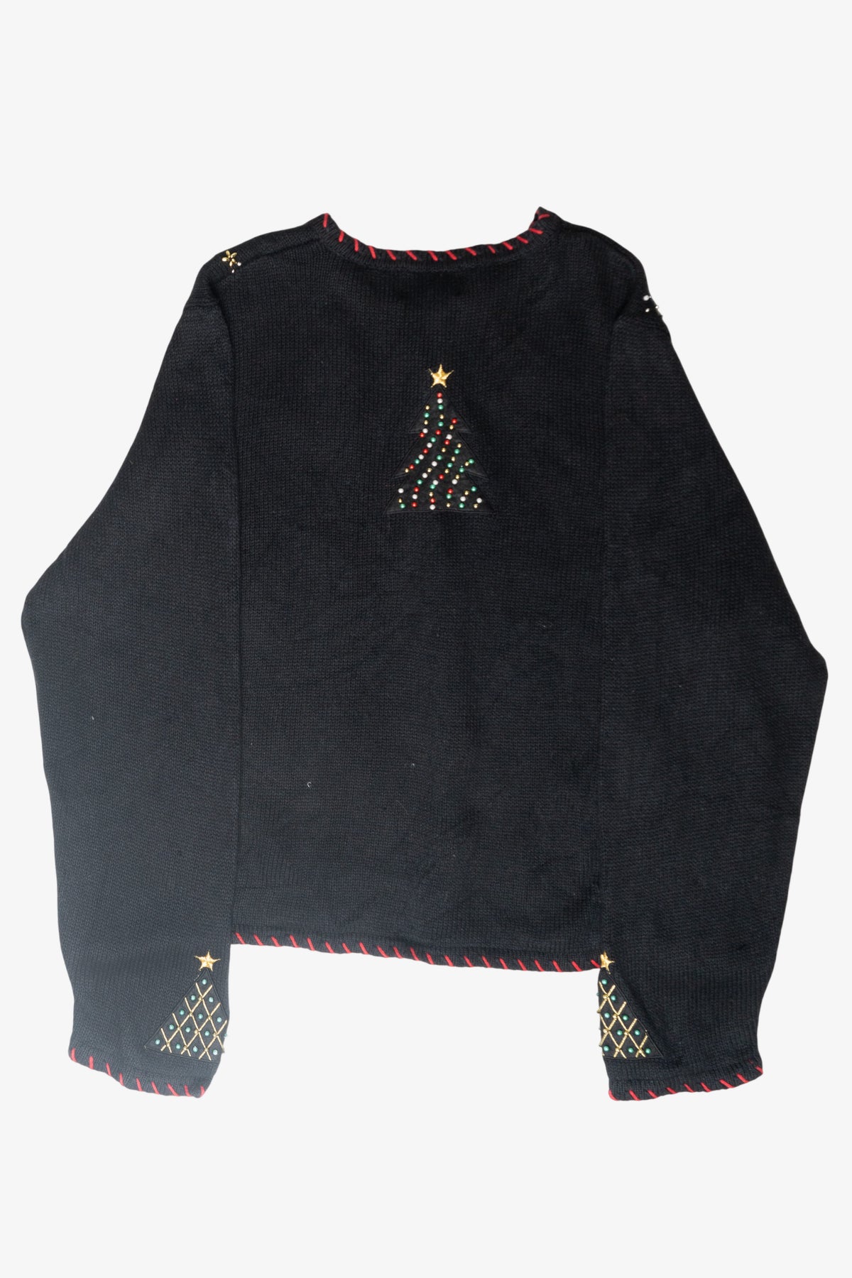 Beaded Tree Vintage Ugly Christmas Cardigan (2000s)