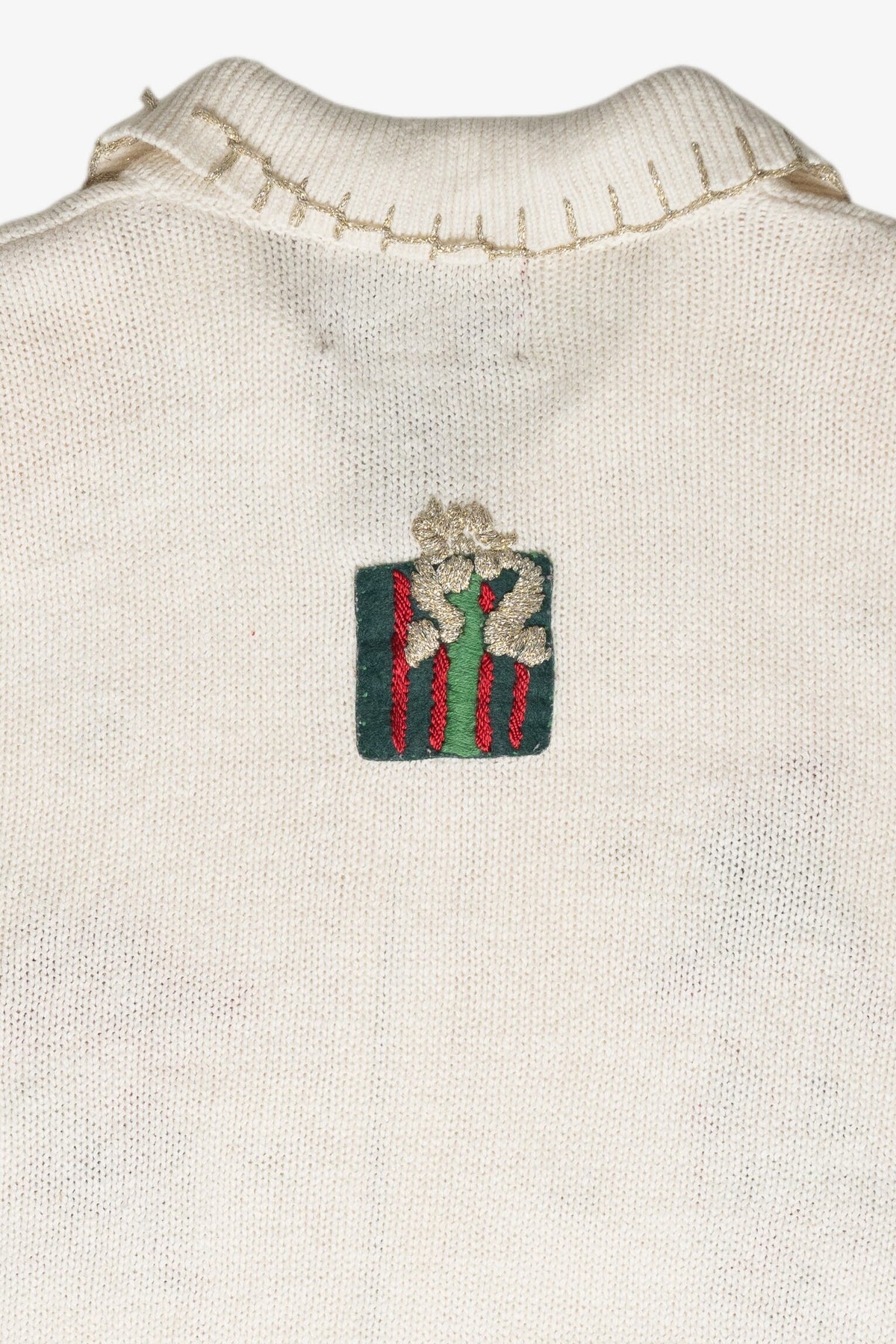 Bear Gifts Stitched Collar Ugly Christmas Cardigan Vintage (2000s)