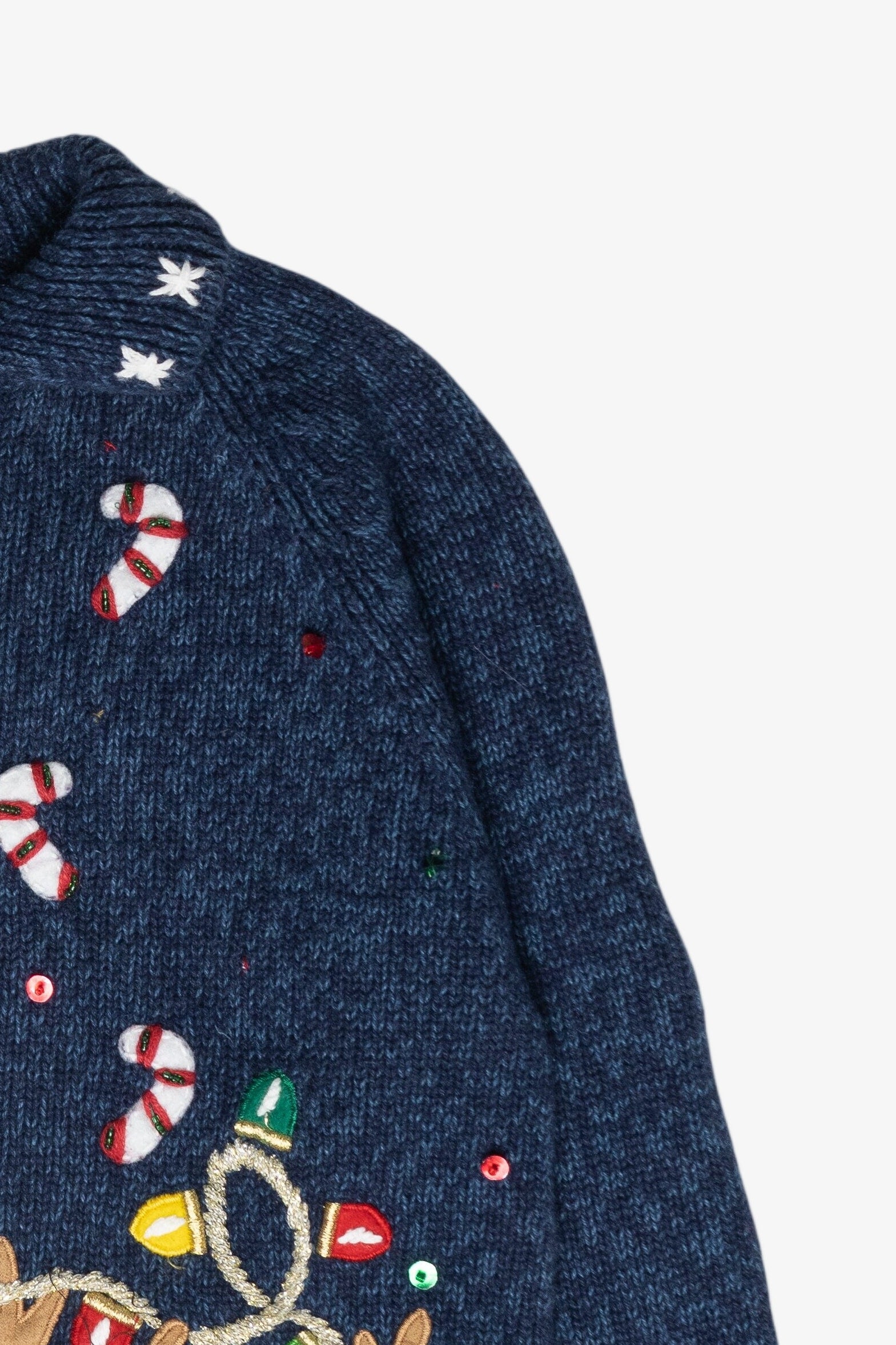 Kids Size Reindeer Vintage Ugly Christmas Cardigan (2000s)