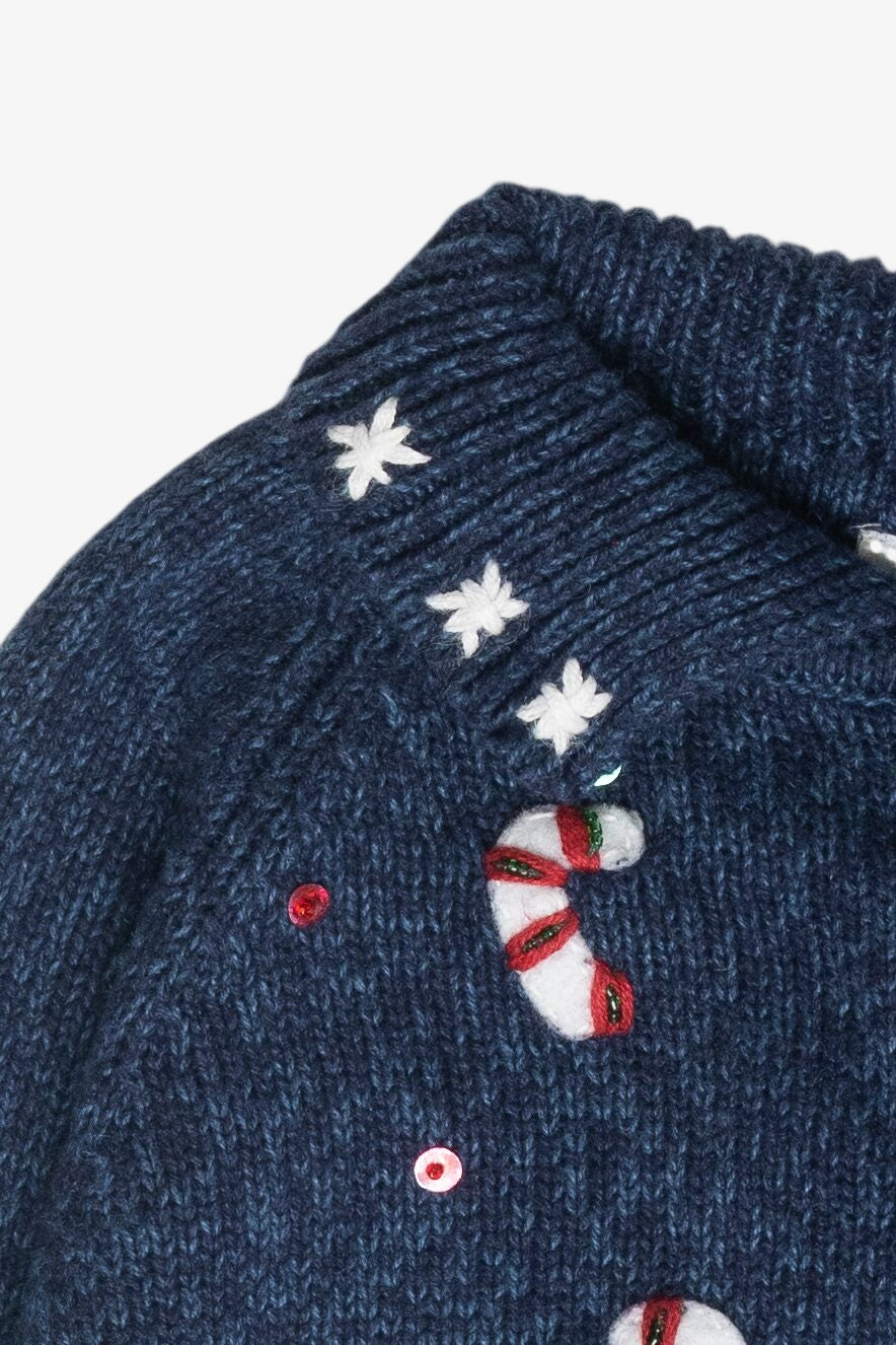 Kids Size Reindeer Vintage Ugly Christmas Cardigan (2000s)