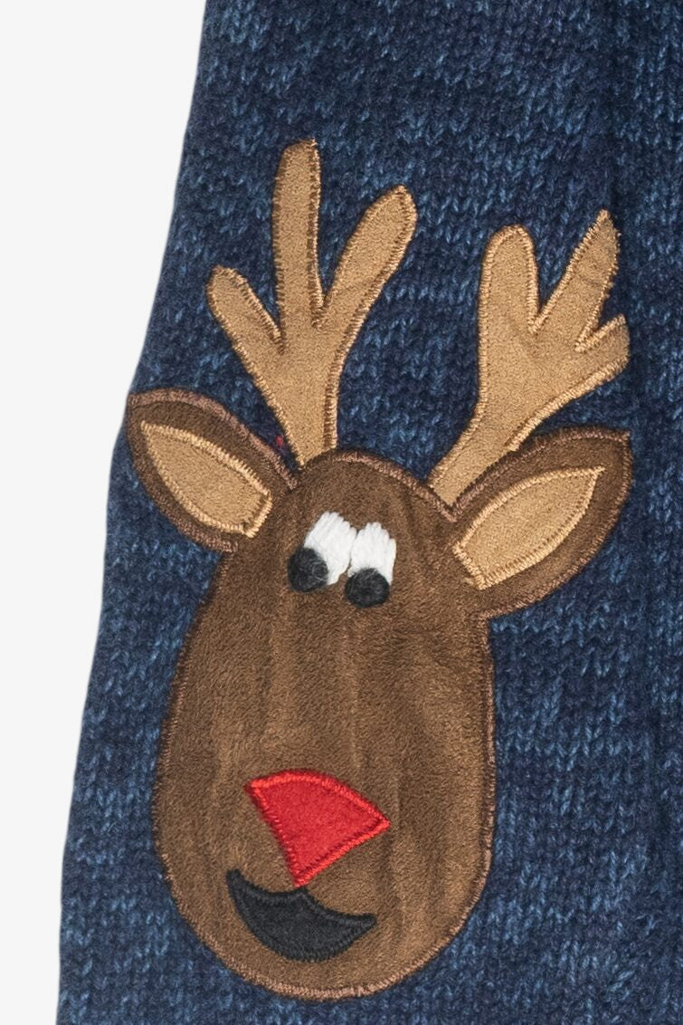 Kids Size Reindeer Vintage Ugly Christmas Cardigan (2000s)