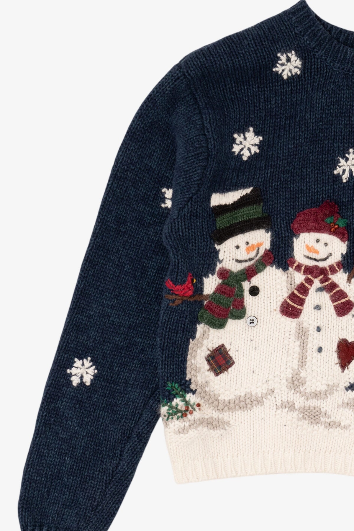 Vintage Navy Blue Croft & Barrow Snowmen Ugly Christmas Cardigan (2000s)
